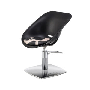 Cutting Chair Lara angled view with cushioned seat and hydraulic base