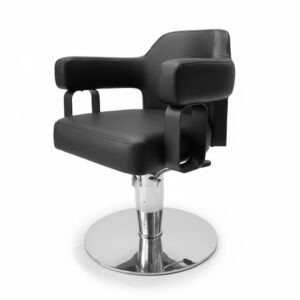 IKONIC Cutting Chair Mao front angled view with cushioned armrests